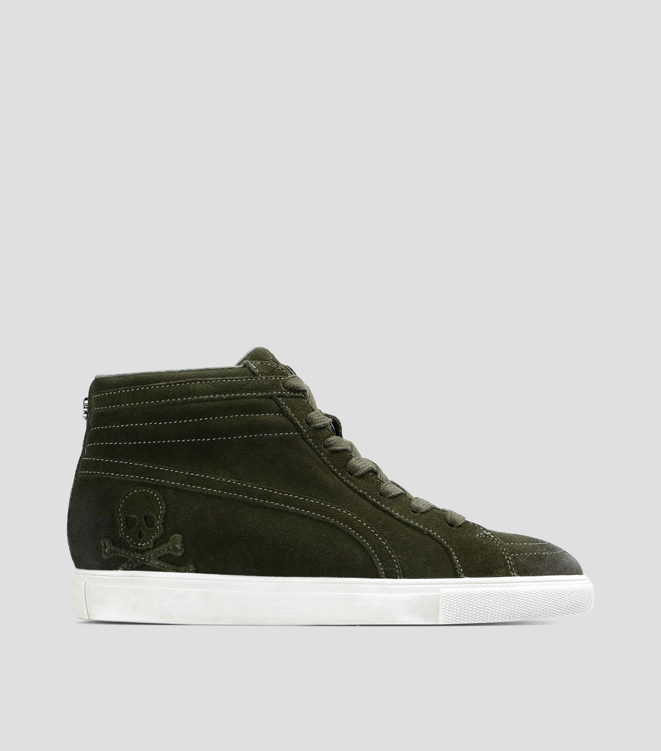Tenis casuales tipo botín en piel lisos Mujer